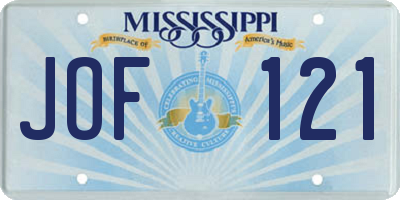 MS license plate JOF121