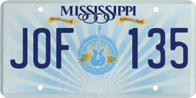MS license plate JOF135