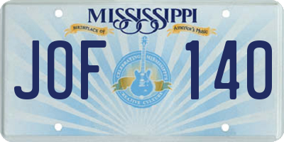 MS license plate JOF140