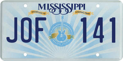 MS license plate JOF141