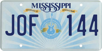 MS license plate JOF144