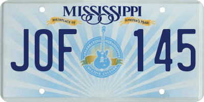 MS license plate JOF145
