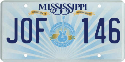 MS license plate JOF146