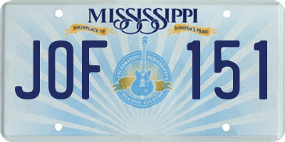 MS license plate JOF151