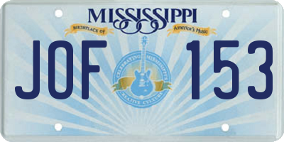 MS license plate JOF153