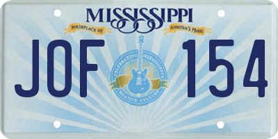 MS license plate JOF154