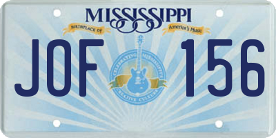 MS license plate JOF156
