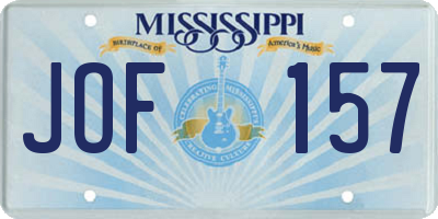 MS license plate JOF157