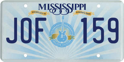 MS license plate JOF159