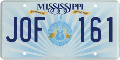 MS license plate JOF161