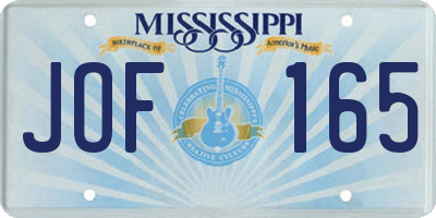 MS license plate JOF165