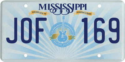 MS license plate JOF169