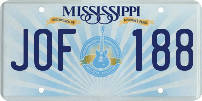 MS license plate JOF188