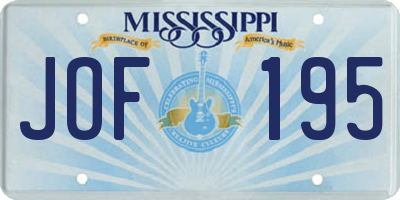 MS license plate JOF195