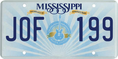 MS license plate JOF199