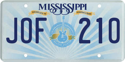 MS license plate JOF210