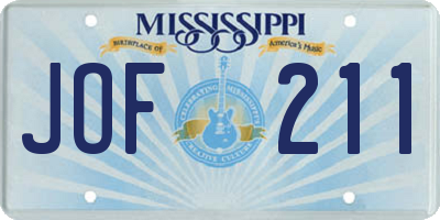 MS license plate JOF211