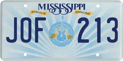 MS license plate JOF213