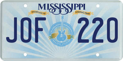 MS license plate JOF220