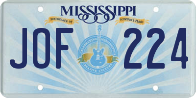 MS license plate JOF224