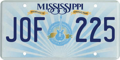 MS license plate JOF225