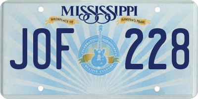 MS license plate JOF228