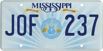 MS license plate JOF237