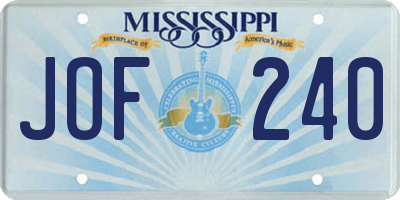 MS license plate JOF240