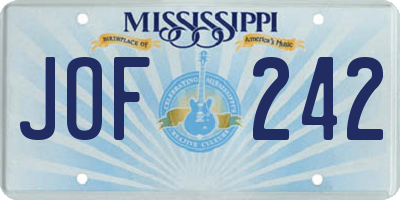 MS license plate JOF242