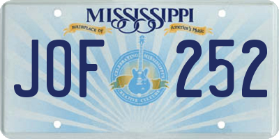 MS license plate JOF252