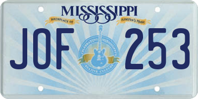 MS license plate JOF253