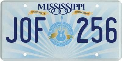 MS license plate JOF256