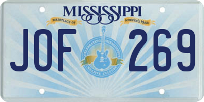 MS license plate JOF269
