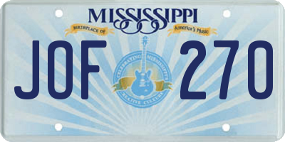 MS license plate JOF270