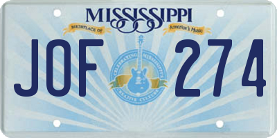 MS license plate JOF274