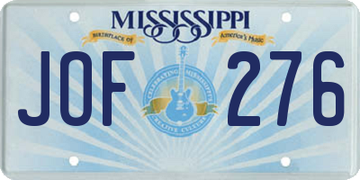 MS license plate JOF276