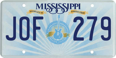 MS license plate JOF279
