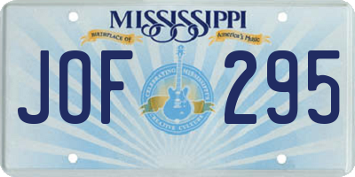 MS license plate JOF295