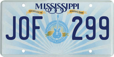 MS license plate JOF299