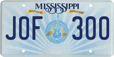 MS license plate JOF300