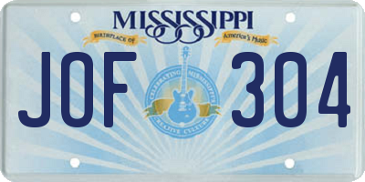 MS license plate JOF304