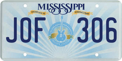 MS license plate JOF306