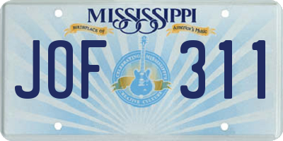 MS license plate JOF311