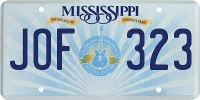MS license plate JOF323