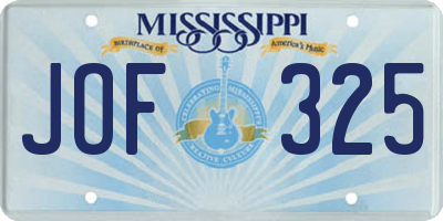 MS license plate JOF325