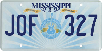 MS license plate JOF327