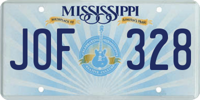 MS license plate JOF328