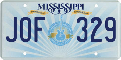 MS license plate JOF329