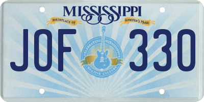 MS license plate JOF330