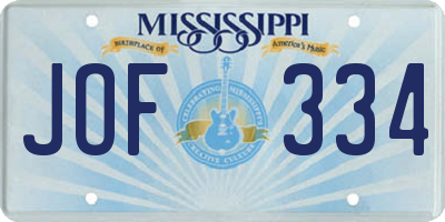 MS license plate JOF334